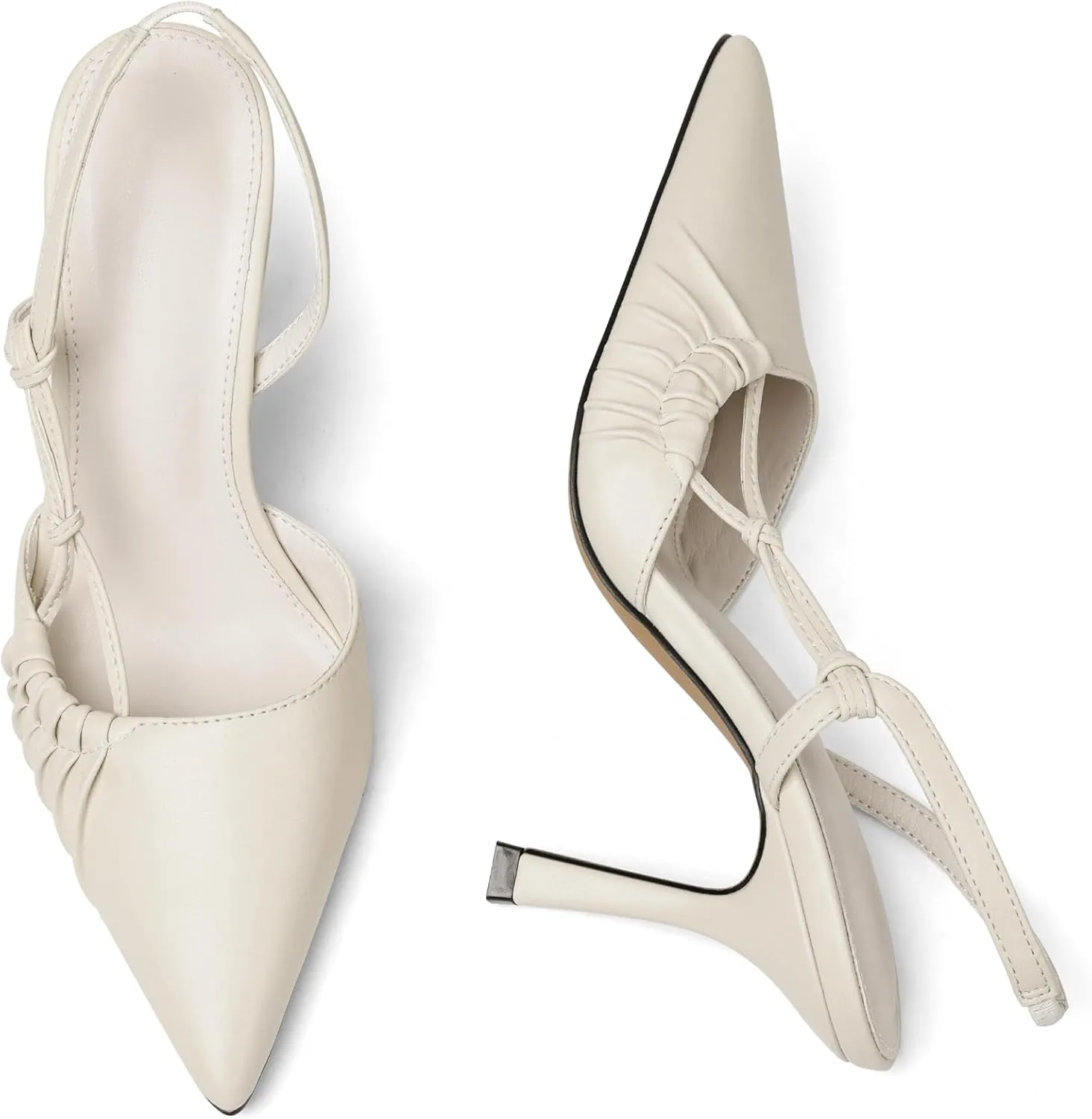 Womens Slingback Kitten Heel Closed Pointed Toe Stiletto Pumps 2025 Ankle Strap for Wedding Party Daily Dress Shoes
