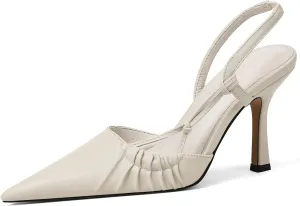 Womens Slingback Kitten Heel Closed Pointed Toe Stiletto Pumps 2025 Ankle Strap for Wedding Party Daily Dress Shoes