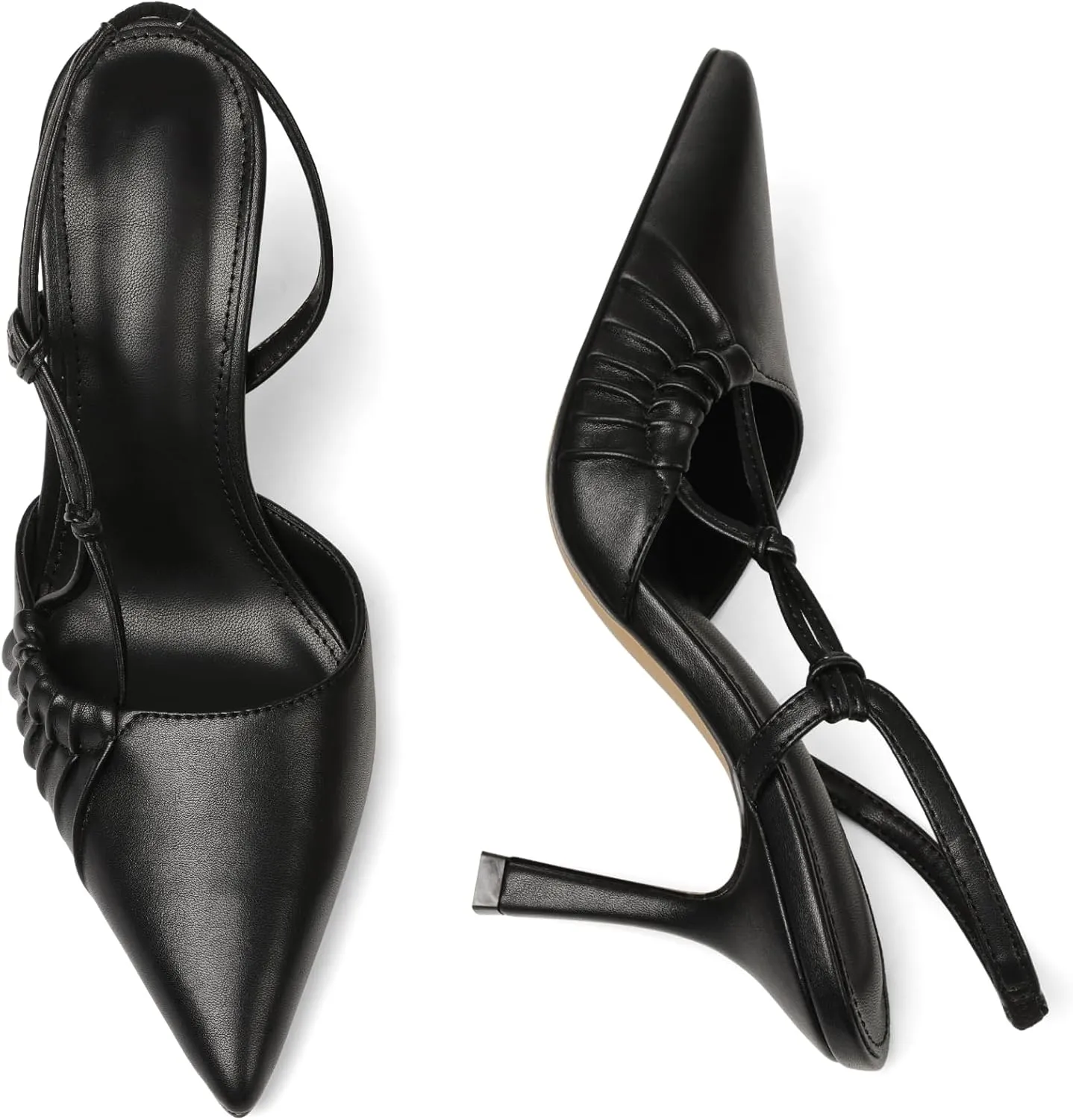 Womens Slingback Kitten Heel Closed Pointed Toe Stiletto Pumps 2025 Ankle Strap for Wedding Party Daily Dress Shoes