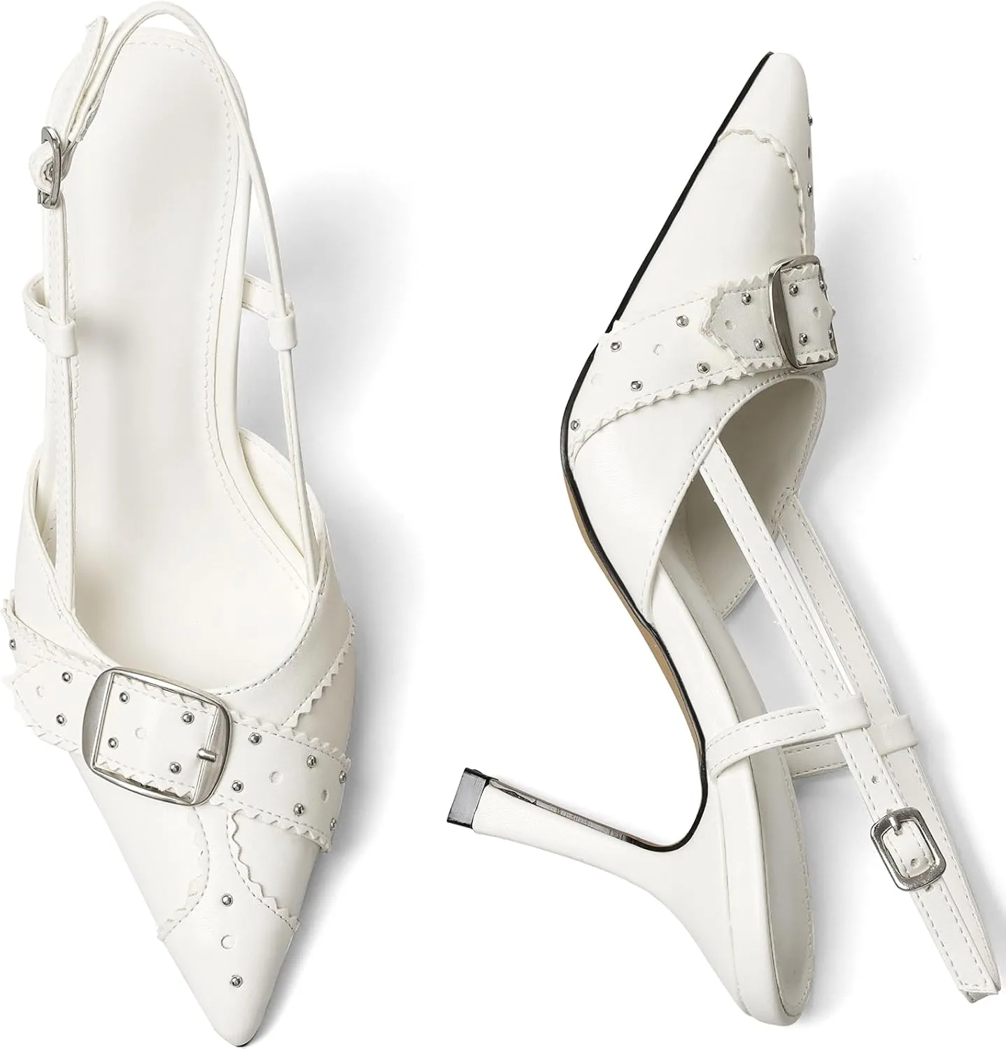 Womens Slingback Kitten Heel Closed Pointed Toe Stiletto Wedding Party Pumps 2025 Ankle Strap for Daily Dress Shoes