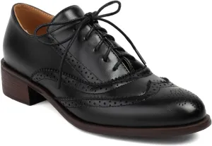 Women's Vintage Brogue Lace up Oxford Dance Shoes Closed Round Toe Concise Party Comfortable Business Formal Occasion Oxfords Chunky Dating Wedding Mid Block Cosplay Heels