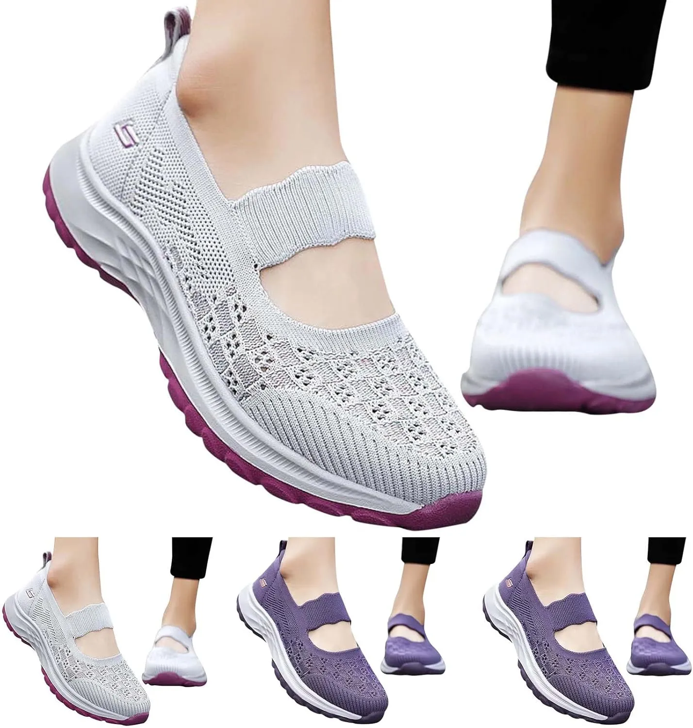Woven Womens Soft Orthopedic Slip-On Walking Shoes Mules for Women 2025 Fashion Summer Non Slip Breathable Casual Loafers Closed Toe Shoe with Arch-Support
