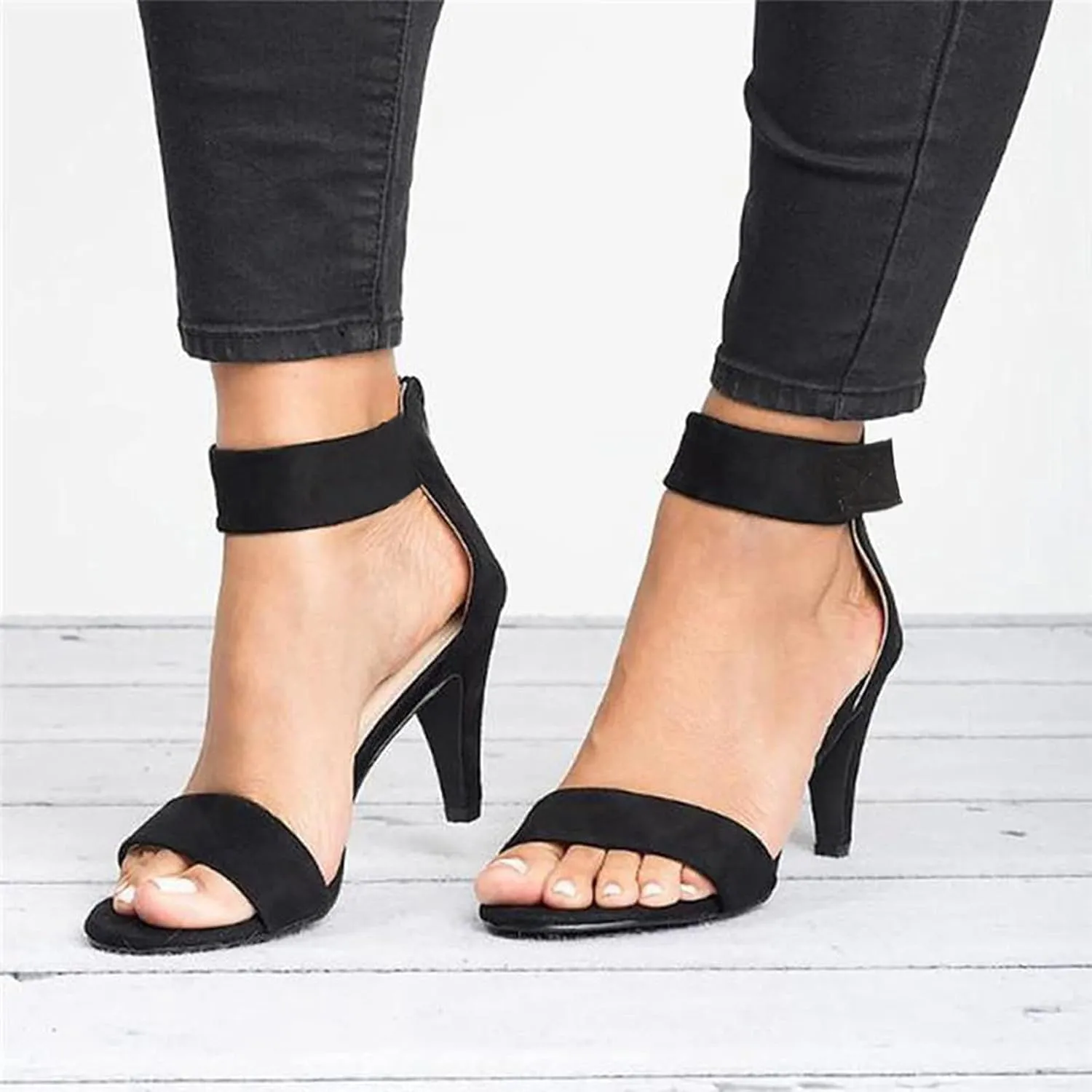 ZBYY Women's Chunky Block Heels Sandals Summer Open Toe Ankle Strap High Stiletto Heels Pumps Wedding Dress Sandals