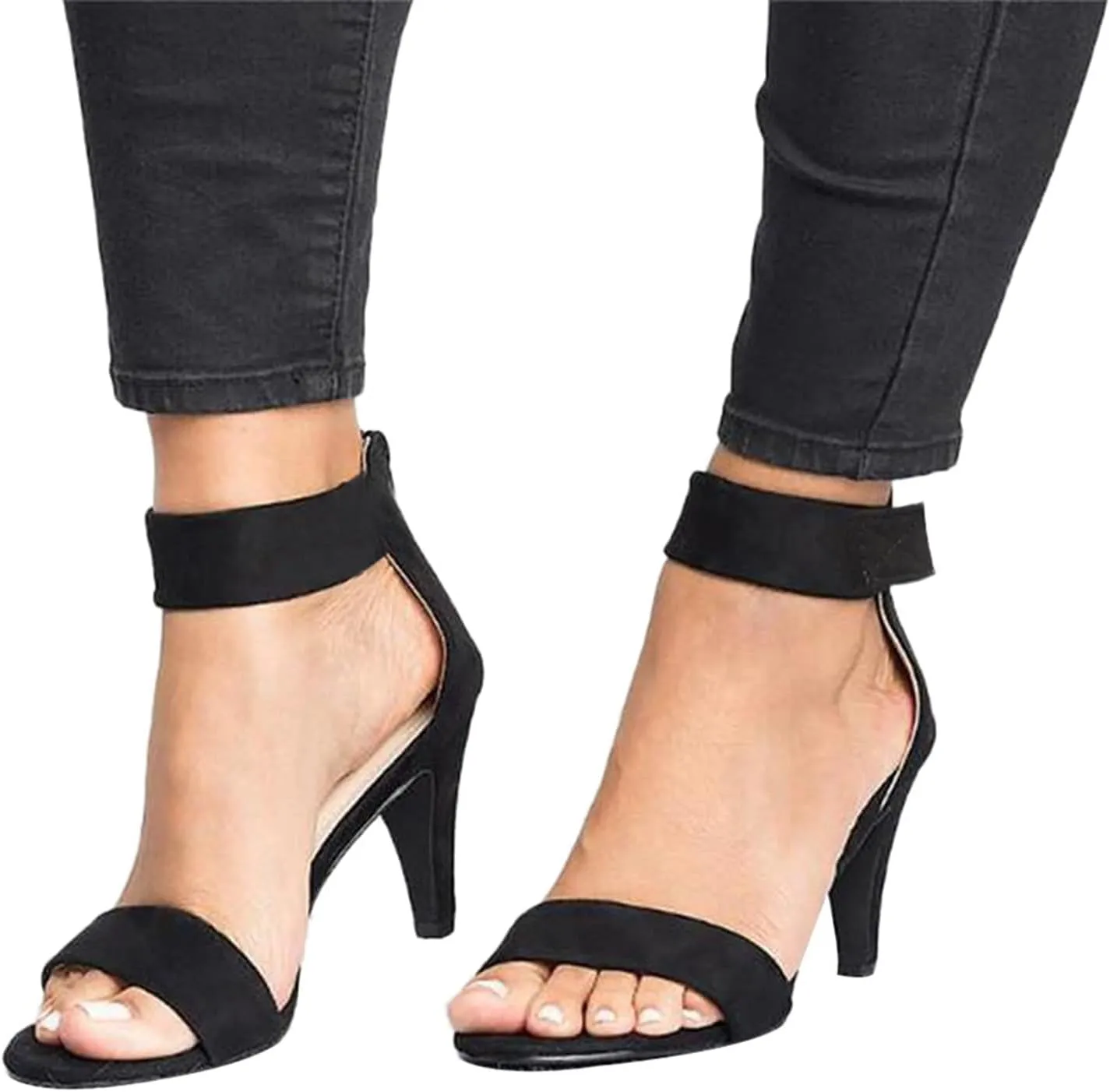 ZBYY Women's Chunky Block Heels Sandals Summer Open Toe Ankle Strap High Stiletto Heels Pumps Wedding Dress Sandals