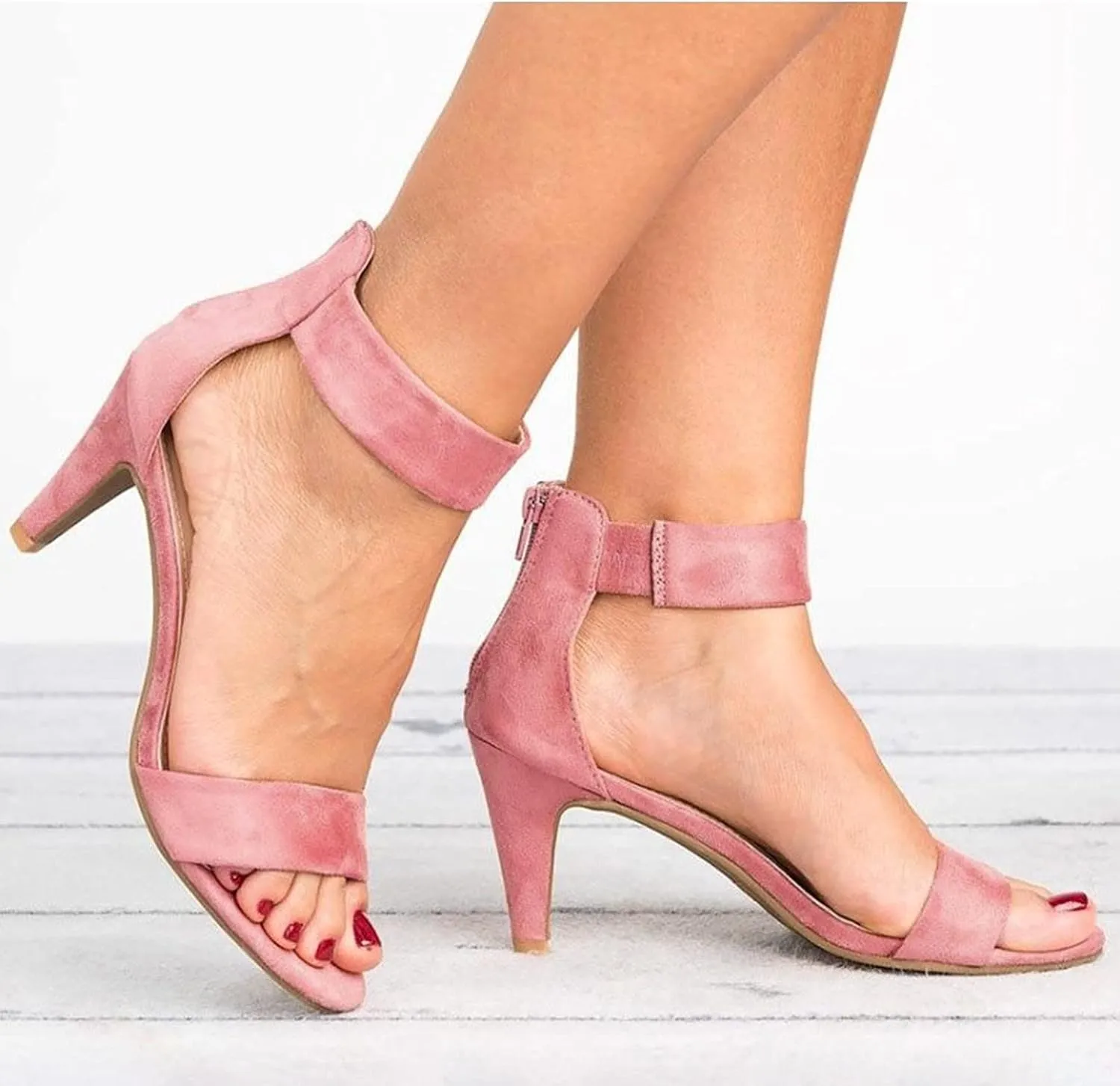 ZBYY Women's Chunky Block Heels Sandals Summer Open Toe Ankle Strap High Stiletto Heels Pumps Wedding Dress Sandals