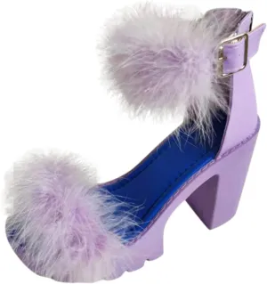 ZBYY Women's Summer Sandals Chunky Heel Open Toe Faux Fur Ankle Strap Sandals Dressy High Heeled Platform Shoes