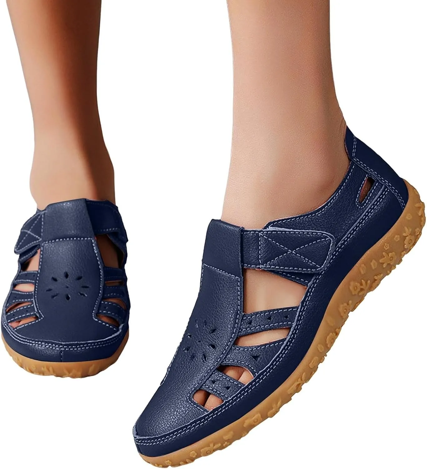 ZSpzx Summer Sandals For Women 2025,Closed Toe Wedge Shoes Hollow Out Retro Soft Soled Casual Adjustable Slip On Walking Wedges Arch Support Bohe Cute Slides for Party Beach Vacation
